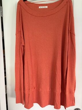 We the Free Coral Waffle-Knit Long Sleeve top